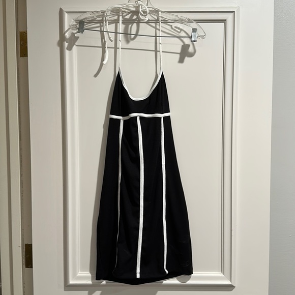 Princess Polly Tie Dress in Black with White Accents Size 8 - Picture 1 of 3